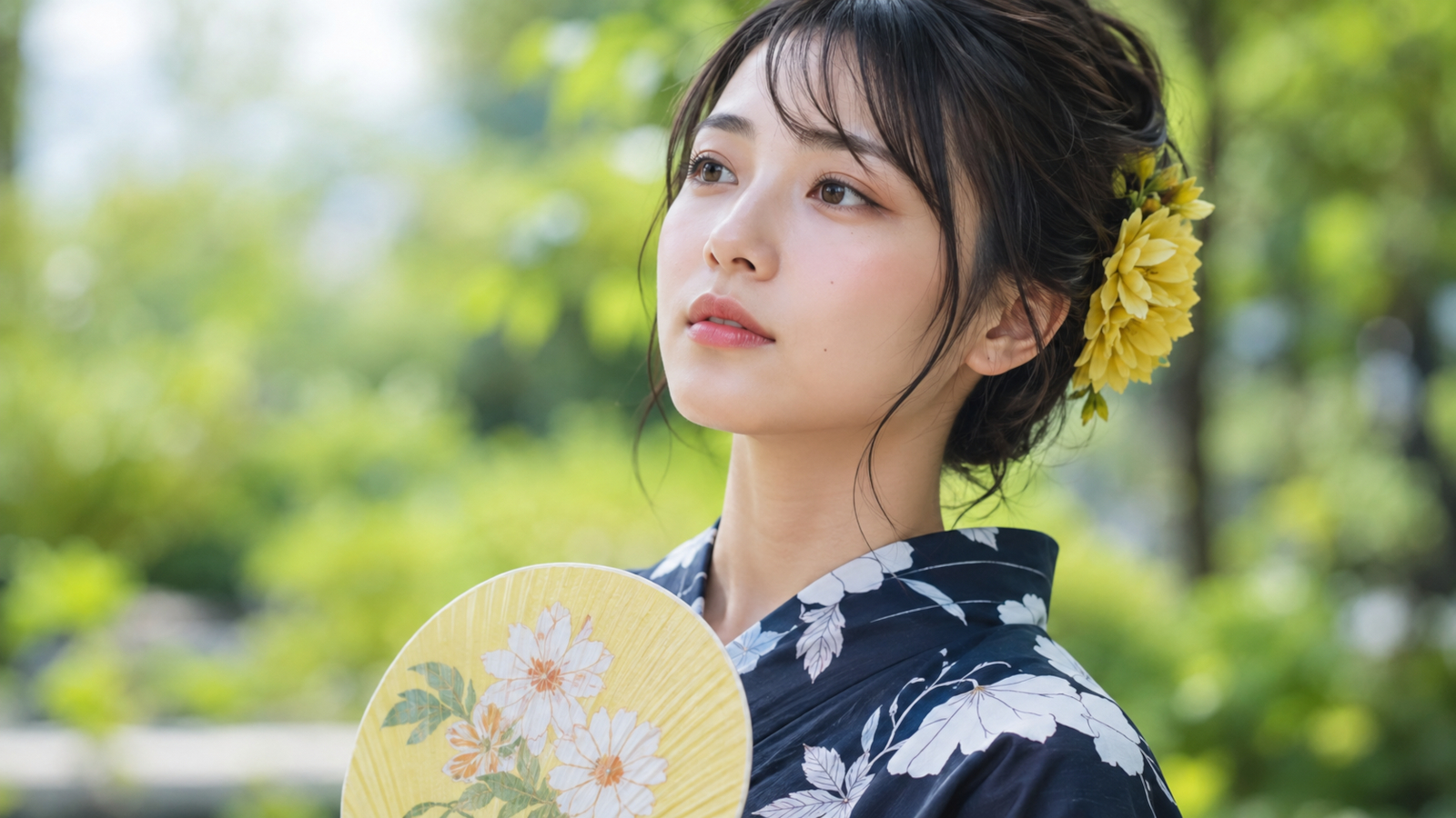 京都の街並みを着物で歩く女性